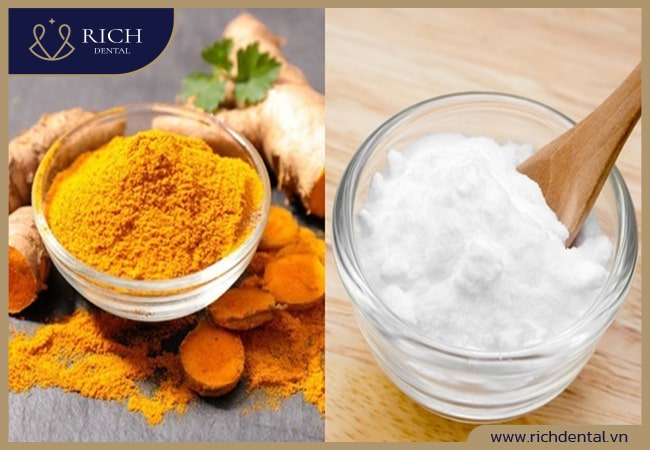 Baking soda là sản phẩm khử mạnh, kết hợp với bột nghệ giúp tăng hiệu quả tẩy trắng